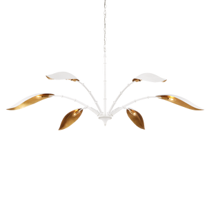 Yuriko Elegant White Chandelier with Gold Leaf Accents – Contemporary Design for Stunning Spaces