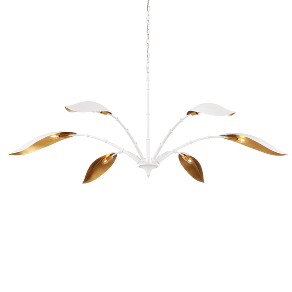 Yuriko Elegant White Chandelier with Gold Leaf Accents – Contemporary Design for Stunning Spaces