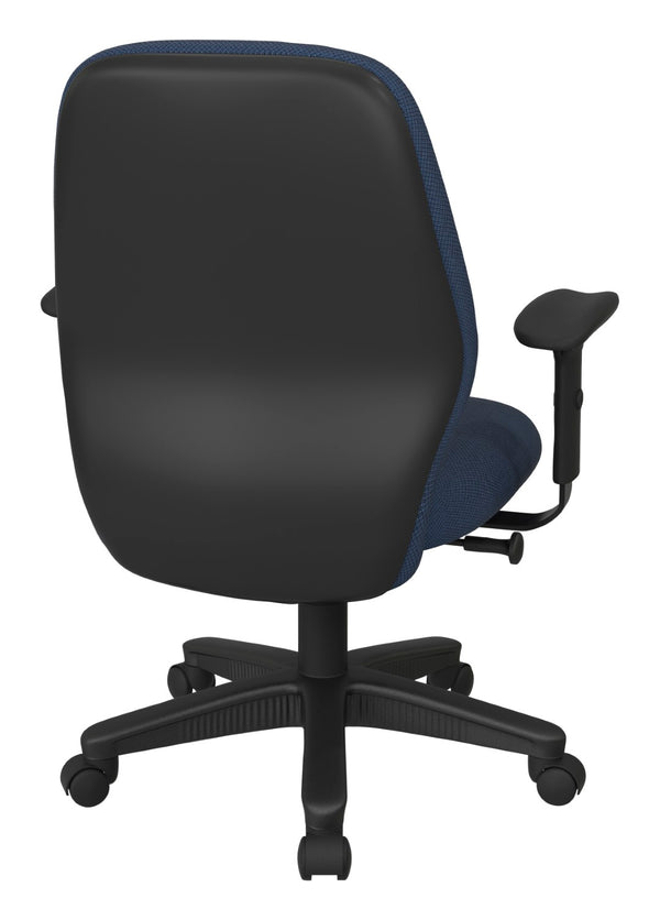 OSP Home Furnishings Mid Back Ergonomic Manager Chair with Synchro Tilt Lumbar Support and Padded Arms Blue Galaxy 3121-296