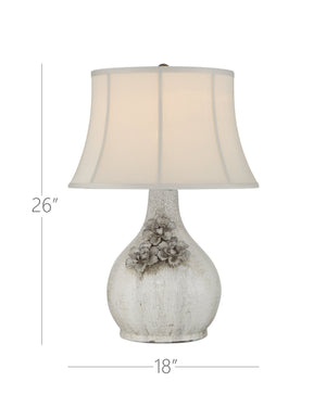 Currey & Company Attar White Table Lamp - Unique Handcrafted Ceramic Design With Vintage Bell Shade & Floral Detail White Ceramic 6000-1031-currey-company