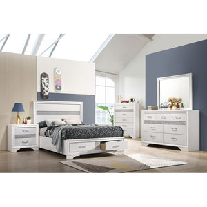 English Elm Annie Glam White Full Storage Bedroom Set with Crystal Pulls and Glitter Accents White B062S01607