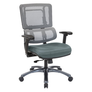 OSP Home Furnishings Vertical Mesh Back Ergonomic Manager Chair with Lumbar Support and Polished Base Titanium 99667T-2M