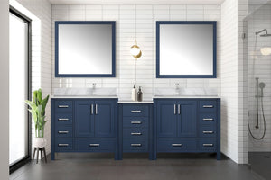 English Elm Navy Double Bath Vanity 92"W x22"D with Carrara Marble Top, Solid Wood, Soft-Close Drawers, Spacious Storage B2731S00639