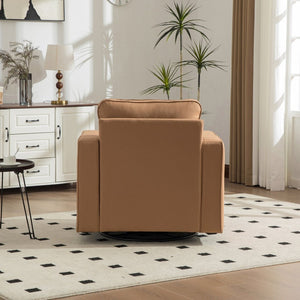 English Elm 33.6''w Swivel Club Chair Tech Cloth Upholstery Hidden Storage Square Accent Seat Amber W3098S00048