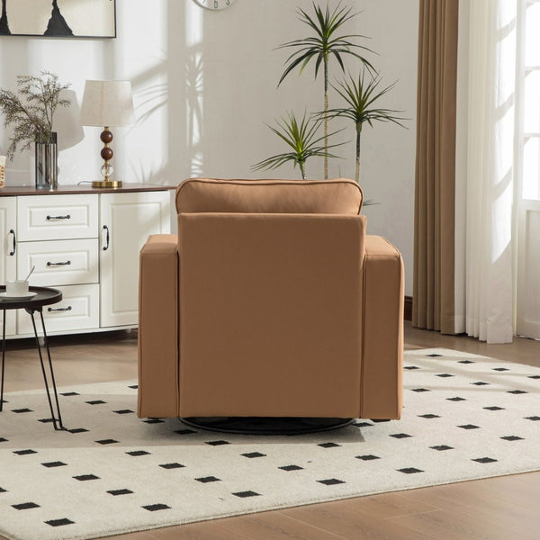 English Elm 33.6''w Swivel Club Chair Tech Cloth Upholstery Hidden Storage Square Accent Seat Amber W3098S00048