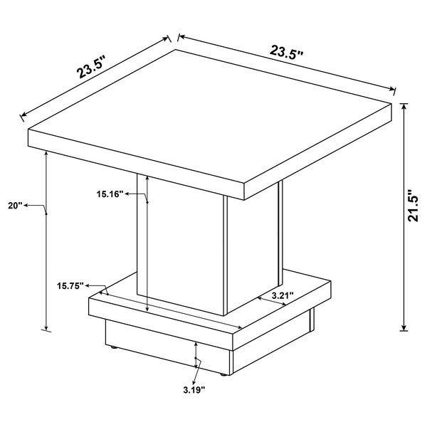 English Elm Mbala Cappuccino Square Pedestal End Table with Sturdy MDF Build, Elegant Finish, Stable Display Surface B062P328630