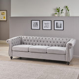 Christopher Knight Home® - Noble House - Parksley Tufted Chesterfield Fabric 3 Seater Sofa