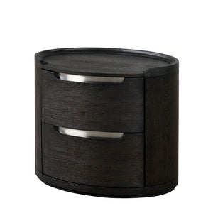 English Elm Modern Matte Two-drawer Nightstand with Dovetail Joints and Felt-lined Storage Black B2741P431069