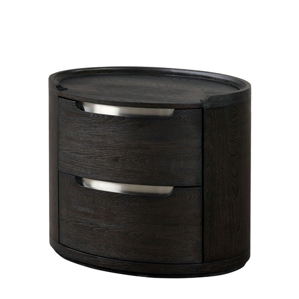 English Elm Modern Matte Two-drawer Nightstand with Dovetail Joints and Felt-lined Storage Black B2741P431069