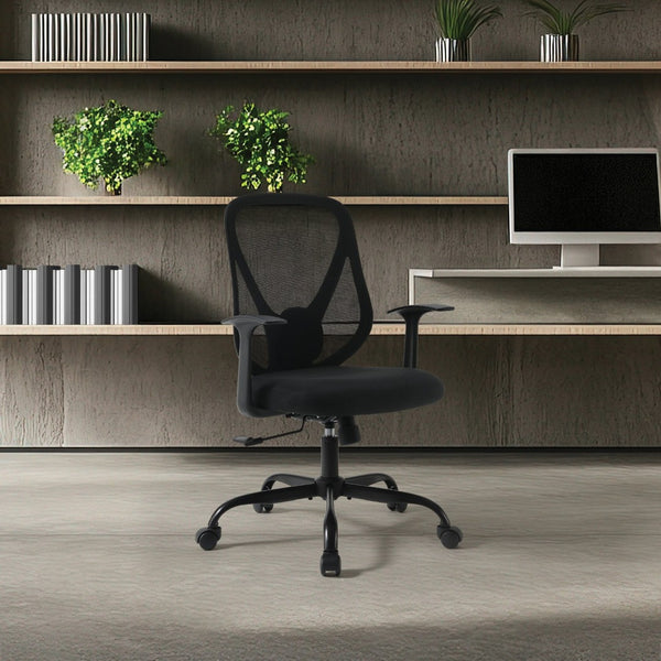 OSP Home Furnishings Ventilated Mesh Back Ergonomic Office Chair with Lumbar Support and Cushioned Fabric Seat EM14623-3