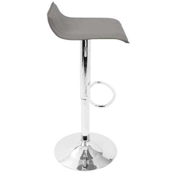 English Elm Contemporary Swivel Barstools with Chrome Base and Grey Pu Upholstery Set of 2 B202P222267