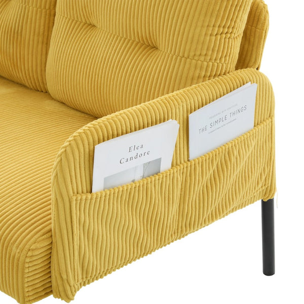 English Elm United We Win Corduroy Loveseat Plush Ergonomic Sofa with Spring Support Metal Legs Mustard Yellow W1568P410047
