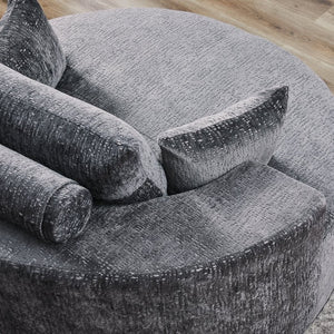 English Elm 55'l Chenille Sleeper Accent Chair Fluffy Cloud Design for Bedroom or Lounge W834P431155