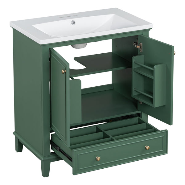English Elm 30" Stylish Dark Green Bathroom Vanity With Sink Combo, Durable Mdf, Modern Design & Storage Solution SY999606AAF-6