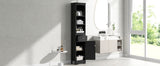 English Elm Tall Bathroom Cabinet, Freestanding Storage Cabinet With Drawer, Mdf Board, Adjustable Shelf, Black