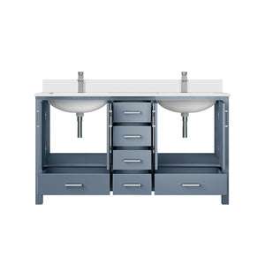 English Elm Dark Grey Double Bath Vanity With Cultured Marble Top & Chrome Faucet - Stylish Storage Solution B2731P259080