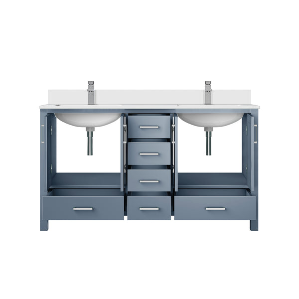English Elm Dark Grey Double Bath Vanity With Cultured Marble Top & Chrome Faucet - Stylish Storage Solution B2731P259080