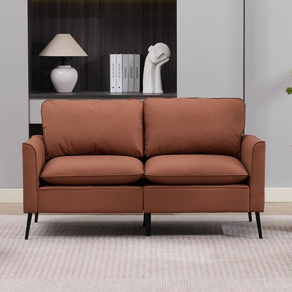 English Elm Ts Cat Paw Faux Leather Accent Chair Nordic Retro Loveseat with Lumbar Support Brown W2311S00012