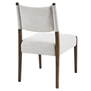 English Elm Mid-century Modern Linen Blend Dining Chairs Rubberwood Legs Sculptural Backrest Set of 2 Beige,Walnut N768P442401W