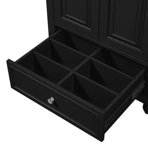 English Elm 24'' French Style Bathroom Vanity with Ceramic Sink Soft Close Cabinet and Drawer Black N710P411227B