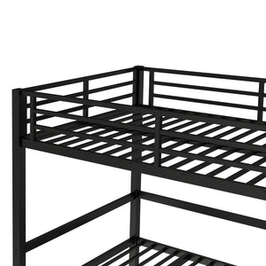 English Elm Full Metal Bunk Bed With Convertible Lower Sofa, Safety Rails & Space-Saving Design In Black Finish W1580S00207