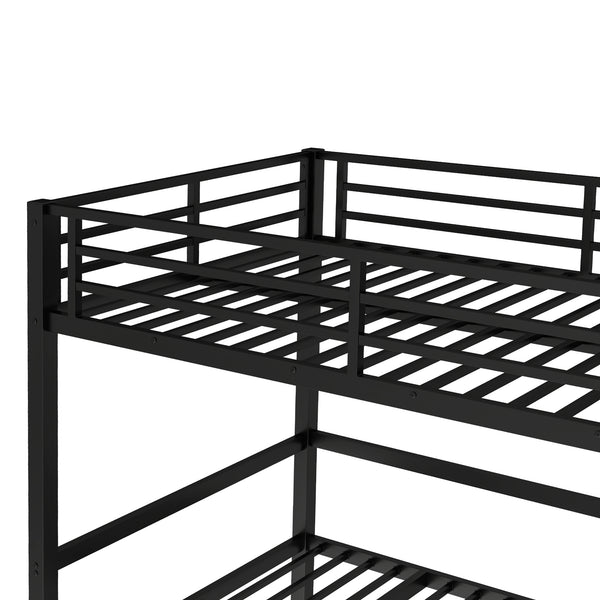 English Elm Full Metal Bunk Bed With Convertible Lower Sofa, Safety Rails & Space-Saving Design In Black Finish W1580S00207