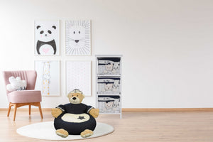 Homeroots 21.65" X 21.65" X 19.68" Whitebluenavy Bear Chair   364156