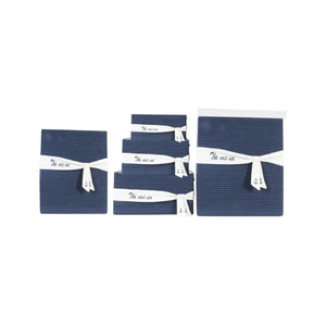 HomeRoots 13.5" Stylish Blue Fabric Basket Set of 5 with Decorative Bow – Perfect for Home Organization & Storage 364158