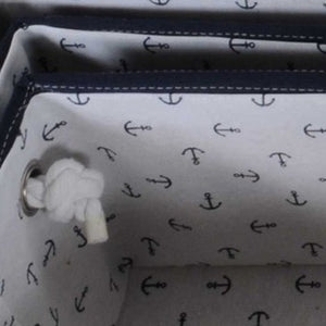 Homeroots 13.5" X 17" X 22.5" Blue Fabric Basket With Bow  Decoration Set Of 5  Fabric 364158