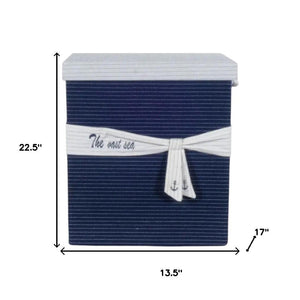 HomeRoots 13.5" Stylish Blue Fabric Basket Set of 5 with Decorative Bow – Perfect for Home Organization & Storage 364158