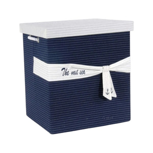 HomeRoots 13.5" Stylish Blue Fabric Basket Set of 5 with Decorative Bow – Perfect for Home Organization & Storage 364158
