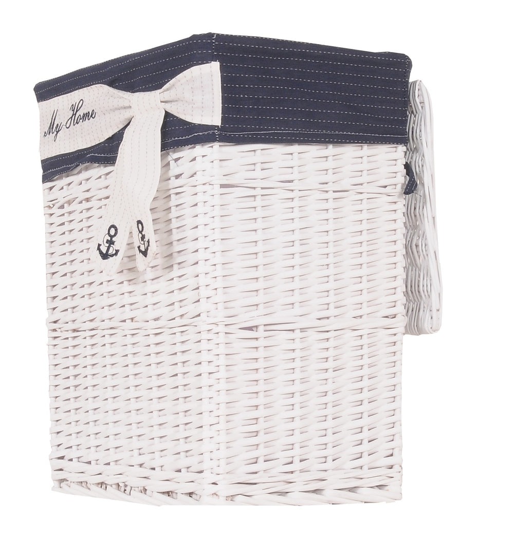 Homeroots 14" X 17.5" X 19.5" White Blue Rectangular Willow Basket Set Of 5  Rattan 364162