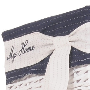 Homeroots 14" X 17.5" X 19.5" White Blue Rectangular Willow Basket Set Of 5  Rattan 364162