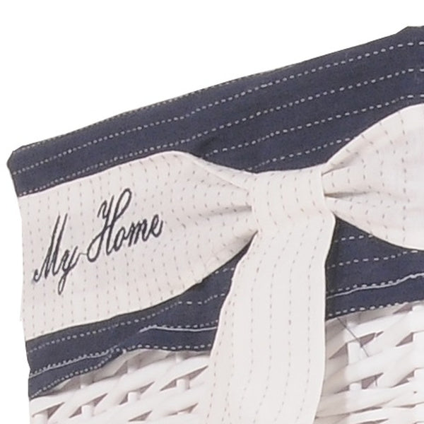 Homeroots 14" X 17.5" X 19.5" White Blue Rectangular Willow Basket Set Of 5  Rattan 364162