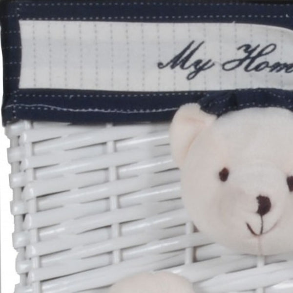 Homeroots 12.5" X 16" X 25" White Blue  Portable 2 Drawers  Plastic 364165