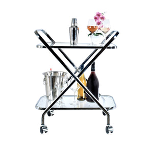 Homeroots 16.5" X 26.25" X 30.5" Chrome Xshape  Bar Cart   364168