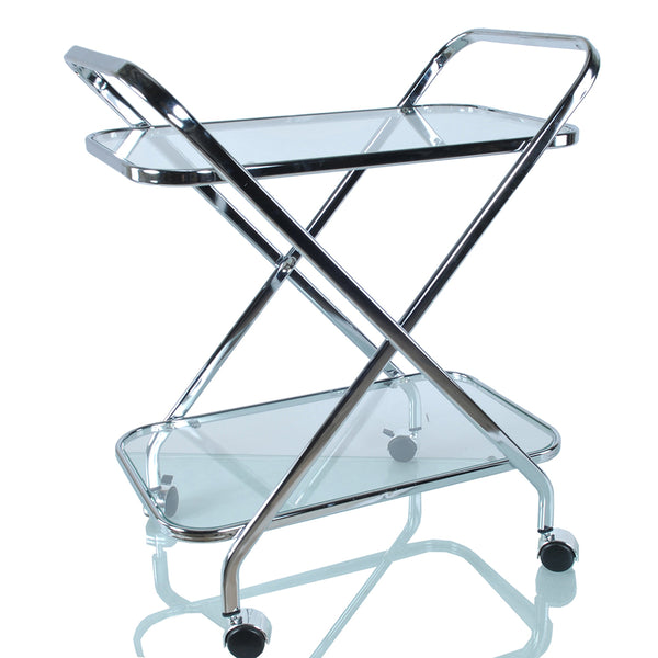Homeroots 16.5" X 26.25" X 30.5" Chrome Xshape  Bar Cart   364168