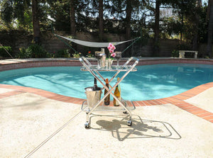 Homeroots 16.5" X 26.25" X 30.5" Chrome Xshape  Bar Cart   364168