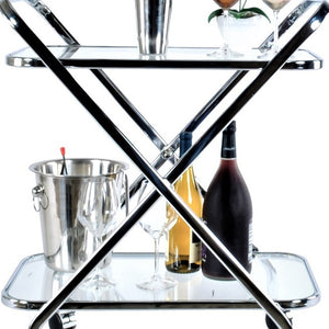 Homeroots 16.5" X 26.25" X 30.5" Chrome Xshape  Bar Cart   364168