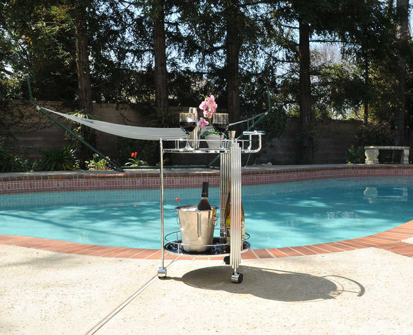 Homeroots Chrome Round Two Tier Rolling  Serving Or Bar Cart  Chrome 364169