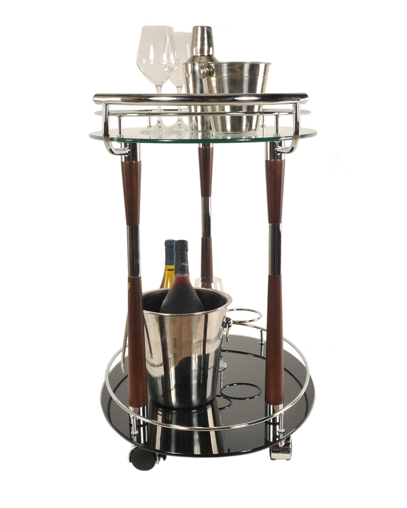 Homeroots 18.75" X 29.75" X 27.375" Chrome Serving Trolley  Chrome 364170