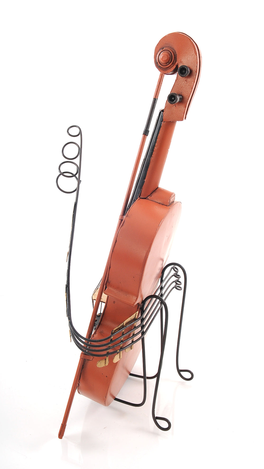 Homeroots 10.5" X 12" X 19.5" Orange Vintage Violin  Metal 364172