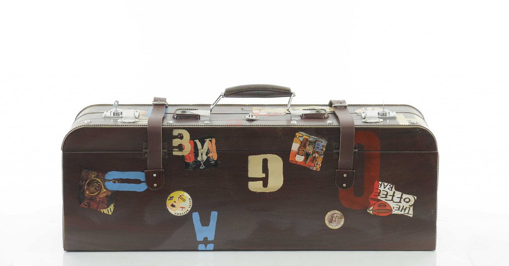 Homeroots Cool Vintage Brown Decorative Suitcase  Metal 364179