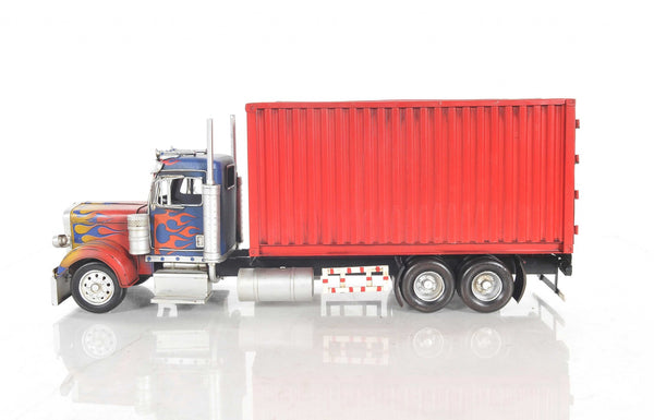 Homeroots 8" Blue And Red Metal Hand Painted Model Car Tabletop Sculpture  Metal 364185