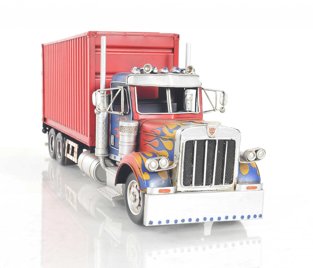 Homeroots 8" Blue And Red Metal Hand Painted Model Car Tabletop Sculpture  Metal 364185