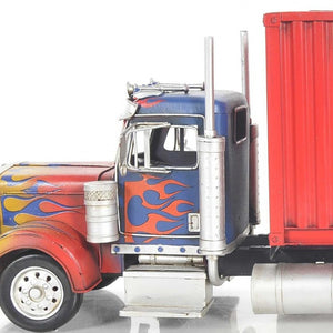 Homeroots 8" Blue And Red Metal Hand Painted Model Car Tabletop Sculpture  Metal 364185