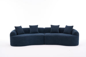 English Elm Compression Compression Sponge Sofa Curved Modular Sectional with 30D High-Density Chenille Sleeper for Cozy Apartment Living Room Comfort and Safe Rounded Design Antique Blue W2231S00019