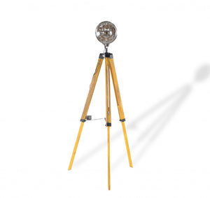 HomeRoots 35" Stylish Tripod Floor Lamp - Modern Industrial Design with Distressed Wood Base & Cone Shade 364187