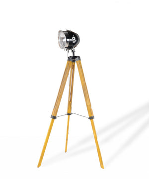 HomeRoots 35" Stylish Tripod Floor Lamp - Modern Industrial Design with Distressed Wood Base & Cone Shade 364187