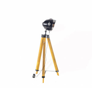 HomeRoots 35" Stylish Tripod Floor Lamp - Modern Industrial Design with Distressed Wood Base & Cone Shade 364187